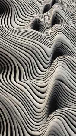 A black and white photo of a wavy surface. Generative AI image.の素材
