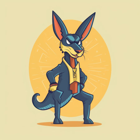 A cartoon character of a cat in a suit. Generative AI image.の素材