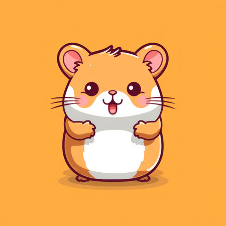 A cartoon hamster with its tongue out. Generative AI image.の素材