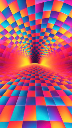 A colorful abstract background with a checkered pattern. Generative AI image.の素材