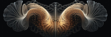 A computer generated image of a pair of wings. Generative AI image.の素材