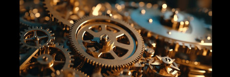 A close up of a bunch of gears. Generative AI image.の素材