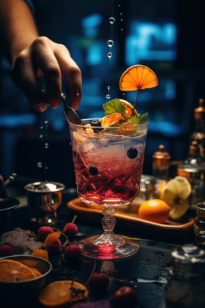 A person pouring a drink into a glass. Generative AI image.の素材