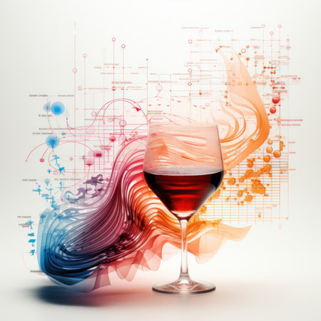A glass of red wine on a white background. Generative AI image.の素材