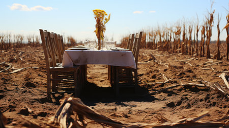 A table with a vase of flowers on top of it. Generative AI image.の素材