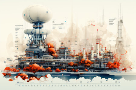 A picture of a city with a lot of buildings. Generative AI image.の素材