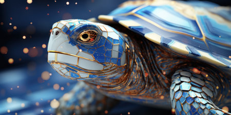 A close up of a statue of a turtle. Generative AI image.の素材