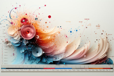 A digital painting of a colorful flower on a white background. Generative AI image.の素材