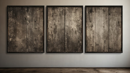 A couple of pictures hanging on a wall. Generative AI image.の素材