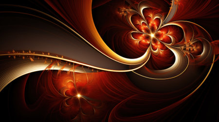 A computer generated image of a red flower. Generative AI image.の素材