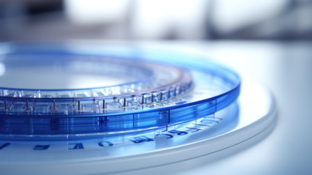 A close up of a clock on a table. Generative AI image.の素材