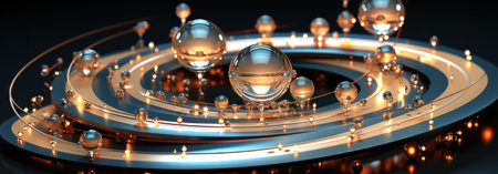 A 3d image of a sphere surrounded by spheres. Generative AI image.の素材