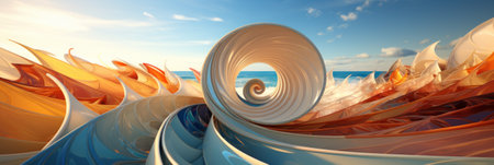 An abstract image of a spiral shaped object. Generative AI image.の素材