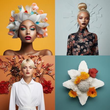 A woman with a flower in her hair. Generative AI image.の素材