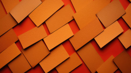 A close up of a wall made of orange paper. Generative AI image.の素材