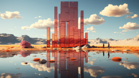 A very tall building in the middle of a desert. Generative AI image.の素材