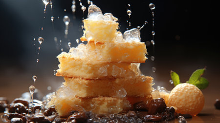 A pile of food that is sitting on a table. Generative AI image.の素材