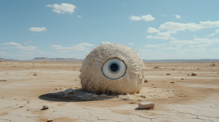 A strange looking object in the middle of a desert. Generative AI image.の素材