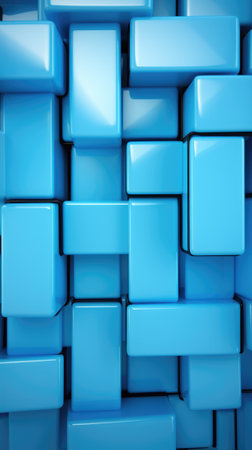 A bunch of blue cubes that are stacked together. Generative AI image.の素材