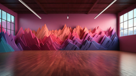 A room filled with lots of different colored mountains. Generative AI image.の素材