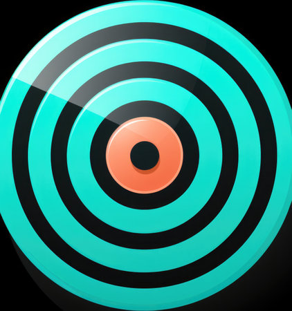 A blue and black circular object with a orange center. Generative AI image.の素材