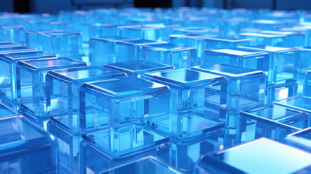 A bunch of glass cubes sitting on top of each other. Generative AI image.の素材