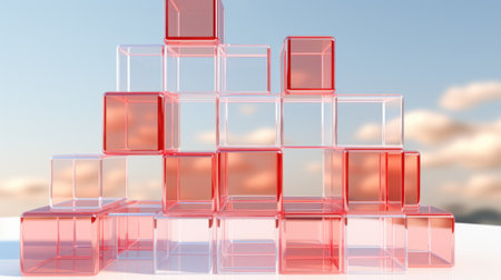 A pile of cubes sitting on top of a table. Generative AI image.の素材