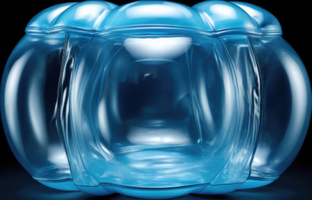 A close up of a blue vase on a black surface. Generative AI image.の素材