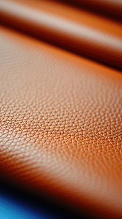 A close up of a brown leather material. Generative AI image.の素材
