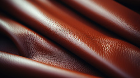 A close up of a brown leather material. Generative AI image.の素材