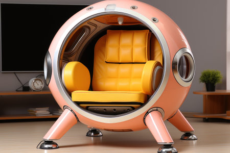 A chair that is sitting inside of a chair. Generative AI image.の素材