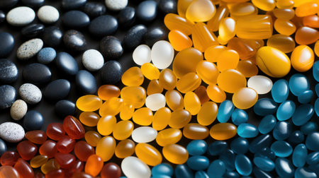 A close up of a bunch of jelly beans. Generative AI image.の素材
