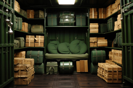 A room filled with lots of boxes and boxes. Generative AI image.の素材