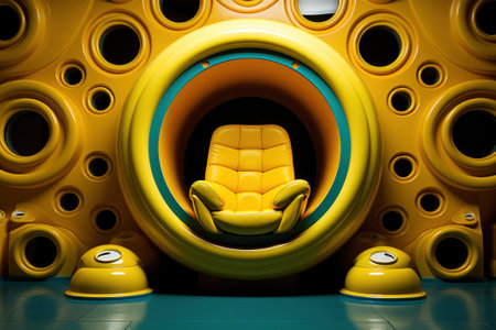 A yellow chair sitting inside of a yellow tube. Generative AI image.の素材