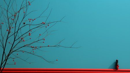 A person standing on a roof with a tree in the background. Generative AI image.の素材