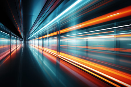 A long exposure photo of a subway station. Generative AI image.の素材