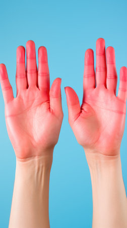 A person holding their hands up in the air. Generative AI image.の素材