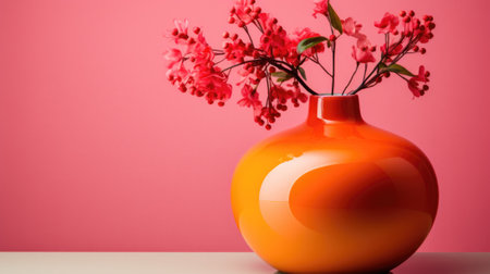 A vase with flowers in it on a table. Generative AI image.の素材