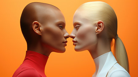 A couple of mannequins standing next to each other. Generative AI image.の素材