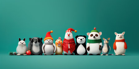 A group of toy animals standing next to each other. Generative AI image.の素材