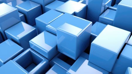 Blue cubes background wallpaper. Generative AI image.の素材