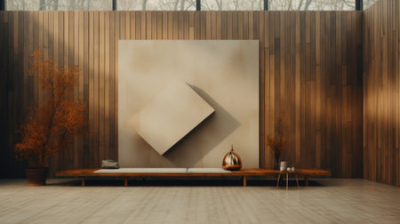 A large painting on the wall in a room. Generative AI image.の素材