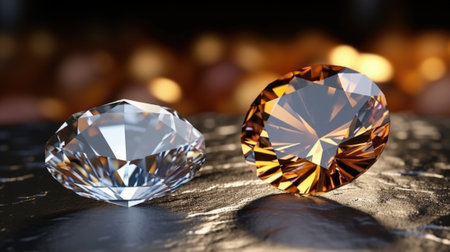 A couple of diamonds sitting on top of a table. Generative AI image.の素材
