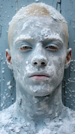 A man with white paint on his face. AIの素材