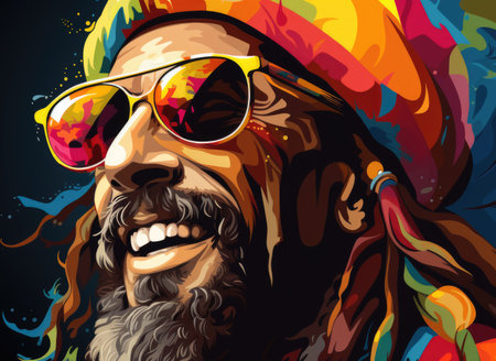 A man with dreadlocks and sunglasses, AIの素材