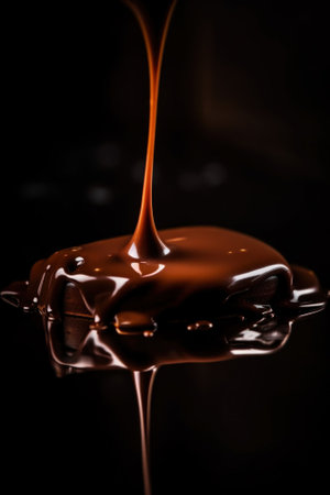 A melted liquid chocolate being poured onto cookie, AIの素材