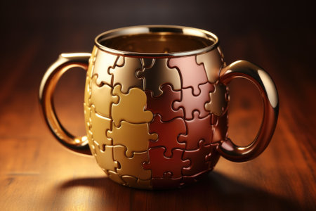 A mug with a puzzle piece on it, AIの素材
