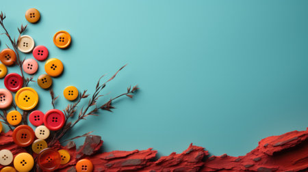 Colorful buttons on a blue background, AIの素材