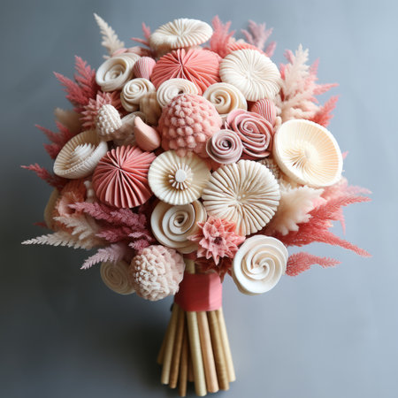 A bouquet made of white and pink flowers, AIの素材