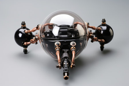 A black and copper robot with a glass dome, AIの素材